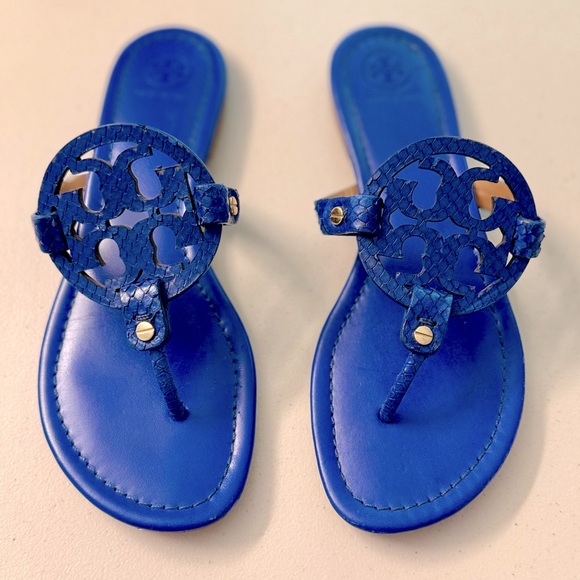 Tory Burch Shoes - Tory Burch Miller Sandal Women’s Blue Snakeskin Print Leather Size 9M